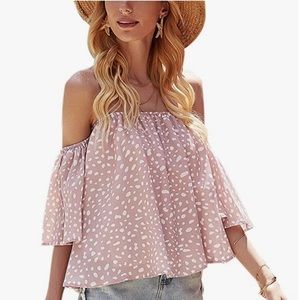 Hibluco off the shoulder flare sleeve top size